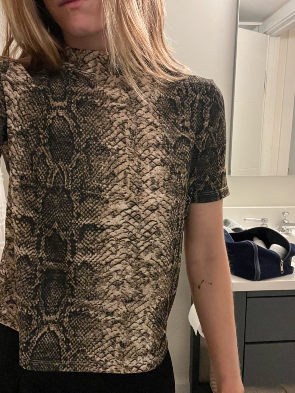 Zara Brown Snake-Print Reptile-Style Top
